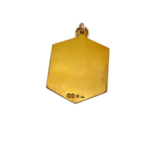 Antique 1925 W.C.P.I.S.A.A. Pentagonal Sports Medal Gold Plated Pendant - Picture 4 of 7